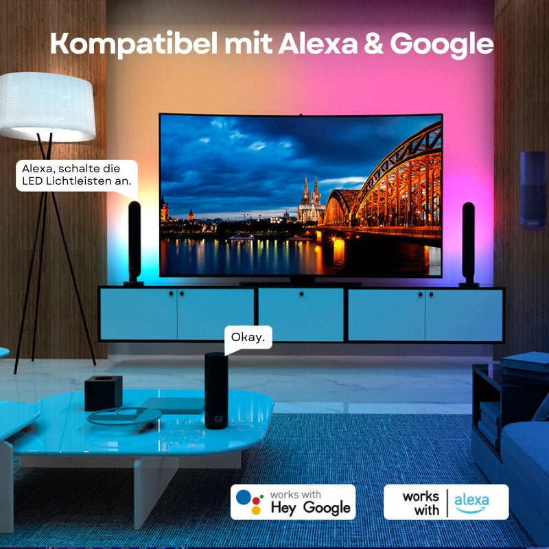 Smart LED-Lichtleisten: Alexa & Google Assistant kompatibel